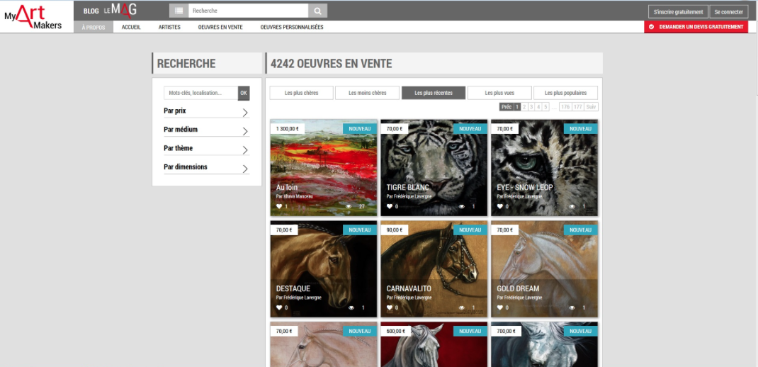 Market place myartmakers profil artiste - le web francais